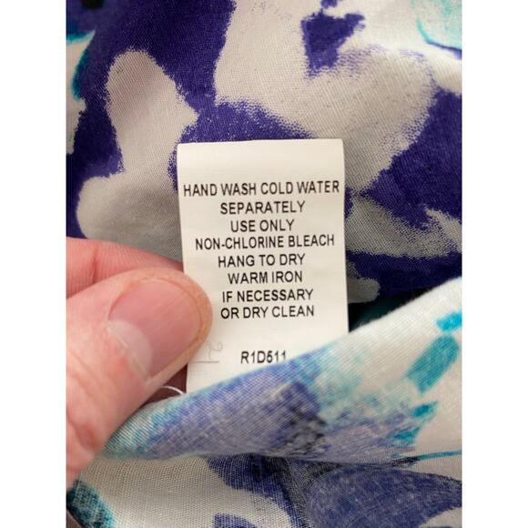 Rabbit Rabbit Rabbit Designs Women's 16 White Blue Floral Ruffle Sheath Dress - Picture 8 of 8